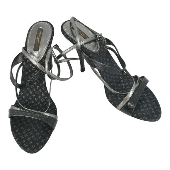 LOUIS VUITTON Monogram Strappy Heels Size 38 - Picture 1 of 9